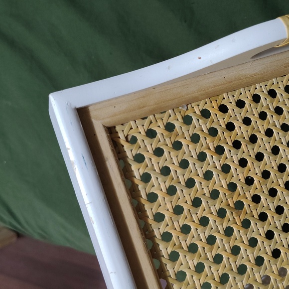 Wicker Top Breakfast In Bed Tray in White and Natural Cane - Picture 5 of 6